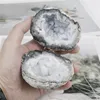 Decorative Figurines 1PC Natural Ring Jewelry Holder Box Handmade Storage Agate Geode Rough Quartz Earring Crystal Stone Women Container