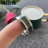 Wedding Rings Drop TUSSTEN 8MM Black Carbon Fiber Ring Classic Tungsten Band For Men Women Shiny Bevel Edges Comfort Fit