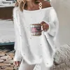Pankys pour femmes 2024 hiver sexy épaule tricotée pour femmes décontractées pull lâche Jumper de mode féminin