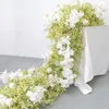 Dekorativa blommor Babysbreath White Phalaenopsis Orchid Flower Arrangement Wedding Table Decor Fake Floral Row Event Party Fönster Display