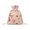 Shopping Bags 50pcs/lot 13x18cm Year Candy Gift Packaging Drawstring Bag Linen Jute Pouches Christmas Party Baby Shower Supplies