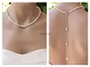 Other Jewelry Sets Women Backdrop Simulated Pearl Backdrop Necklaces Back Chain Jewelry For Women Party Wedding Backless Dress Accessories YQ240204