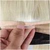 Human Hair Weaves Extensions Remy Flat Weft Silk Ribbon Bundles Tra Thin Black Brown Blonde 99J Wine Red Color Drop Delivery Products Otax6