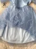 الفساتين غير الرسمية Singreiny Summer Mesh Mesh Short Dress Straps قبالة الكتف مرنة 2024 الموضة نساء على الطراز الكوري الشاطئ الحلو شاطئ