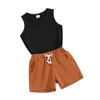 Clothing Sets Infant Toddler Baby Boy Summer Clothes Plain Color Sleeveless Pocket Tank Top Elastic Waist Shorts Set Cotton Casual Outfit