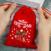 Juldekorationer 10/1 st godisväskor Red Santa Drawstring Pouch Snack Gift Wrapping Organzier Home Year Party Wedding Packaging Bag