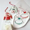 Christmas Decorations Nordic Hanging Pendants Star Heart Red&White Xmas Tree Decor Double-sides Painted Po Prop Embellishment Festival