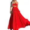 Casual Dresses Hollow Out Red Beach Long Dress Women 2024 Summer Fashion Sexy Strap Loose Backless Sundress Female Maxi Drop 1005