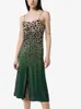 Sukienki swobodne damskie zielone lampart gradientowy kolor sling midi sukienka panie bezkładne szczupłe fit długie szaty eleganckie