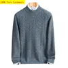 Arrival Fashion 100% Cashmere Men's Youth Round Neck Thickened Knit Sweater Lining for Autumn and Winter Plus Size S-5XL 240124