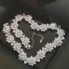 Hängen 38 cm damer Silverfärg Solros Blommahalsband Dazzling Cubic Zirconia Wedding Party Halsband Choker gåva