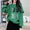 Frauen Hoodies 2024 Frühling Autum Stilvolle Brief Diamanten Pullover Langarm Casual Oansatz Weibliche Kleidung Koreanische Patchwork Lose