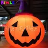 6MH (20ft) med fläkt grossistanpassade Halloween uppblåsbar pumpa modell med LED -lampig hatt, uppblåst anpassad Halloweens Festival -dekoration