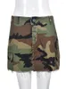 Saias estranho puss camuflagem mulheres vintage verão tendência lado split botão bolso retalhos chique hipster selvagem streetwear bottoms