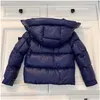 Down Coat Child Boys Fashion Winter Windproof z kapturem płaszcze luksusowe projektant granatowy kud chłopiec puff kurtki dziecięce ubrania d otfuk