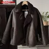 Cuir Femme MNCCMOAA 2024 haute qualité hiver femmes Vintage à manches longues chaud fausse polaire veste manteau femme décontracté solide poche vêtements d'extérieur