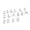 Stud Earrings Personality Piercing Butterfly Cartilage For Women Cubic Zirconia 1PC Square Stainless Steel Ear Jewelry Wholesale