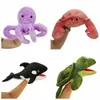 Boca móvel mar animal fantoches mão boneca tartaruga baleia pelúcia tubarão fantoche animal de pelúcia polvo caranguejo pré-escolar jardim de infância 240127