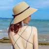 Wide Brim Hats 2024 Spring Summer Ribbon Straw Hat Fashionable And Elegant Beach Sun Sunscreen Versatile For Women YC150