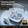 Transparent trådlös Bluetooth 5.3 hörlurar med 9D -surroundljudkvalitet och HIFI -öronsnäckor