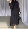 Sukienki na co dzień elegancka formalna formalna moda moda splicowana latarnia długie rękaw okrągły szyja wysoka talia Rucha A-line maxi