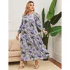 Ethnic Clothing Floral Print Long Dress Women Muslim Loose Maxi Dresses Plus Size Kaftan Dubai Abaya Turkey Caftan Islamic Arabic Robe