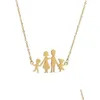 Pendentif Colliers Famille Collier En Acier Inoxydable Belle Figure Maman Papa Fille Fils Charme Lien Chaîne Enfant Mère Anniversaire Goutte Deli Dhz8U