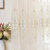 Cortina atacado de villas luxuosas de alta qualidade com estilo europeu cortinas de gaze bordadas para sala de jantar quarto
