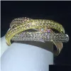 Bröllopsringar Romantisk 3-i-1 Promise Ring Set 925 Sterling Sier 5A CZ Stone Engagement Band for Women Men Party Jewelry273o Drop de Dhrhb
