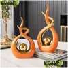 Decorative Objects & Figurines Abstract Ceramic Scpture Golden Statue Modern Home Decoration Living Room Desktop Office Accessories Cr Dhj8E