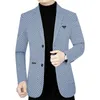 Hommes d'affaires blazers occasionnels vestes hommes costumes à carreaux manteaux haute qualité homme printemps mince taille 4XL 240124