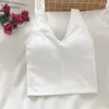 Womens Tanks V Neck Solid Color Basic Ribbed Knitted Tank Top Summer Sleeveless Woman Tops Casual Bra Vest T-Shirts Sports Camisole With