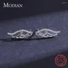 Boucles d'oreilles Modian en argent Sterling 925 véritable, ailes d'ange pour femmes, épingles d'oreille en plumes ajourées, cadeaux d'anniversaire de noël