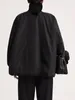 Trench-coat noir à col roulé pour femme, veste à fermeture éclair, ample, manches longues, automne hiver, manteau épais Simple et chaud, 2024