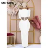 Casual Dresses CM.Yaya Women Fashion Mesh See även om lapptunika långärmad bodycon midi maxi klänning 2024 sexig fest jämnt vestidos