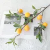 Decorative Flowers Simulation Plums Plant Cuttings Plastic Fake Fruit Branch With Green Leaves Desktop Props Home Party DIY Decoration