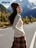Kvinnors tröjor Mishow Turtleneck stickad bottentröja 2024 Autumn Winter Long Sleeve Solid Office Lady Pullover Crop Top MXC53Z0243