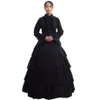 Retro Women Gothic Medieval Flounces Reenactment Costume Dress Vintage Victorian Carnival Party Black Ball Gown Dress206i