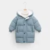 Para baixo casaco de algodão jaqueta coreano bebê inverno da criança menino menina parka crianças roupas longo sólido casual unisex multi cor com capuz