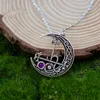 Pendant Necklaces Vintage Celtics Crescent Moon Seal Sigil Of Lilith Crystal Necklace For Women