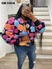 CM.YAYA – veste à manches longues pour femme, élégante, boutonnée sur le devant, avec des Appliques florales, épaisse et chaude, Streetwear d'hiver, à la mode, 240201