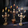 Feestdecoratie 1pc Halloween Decoraties Schedel LED Kandelaar Pompoen Spookkaars Lichten Horror Rekwisieten Thuis Bar Decorbenodigdheden