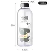 Garrafas de água com canudo, copo fofo de urso panda, 1000ml, transparente, desenho animado, aparelho para bebidas, fosco, à prova de vazamento, shaker