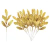 Fleurs décoratives 10/1 pièces, feuilles à paillettes de noël, ornement d'arbre en plastique, Branches simulées, fournitures de décoration DIY pour fête de mariage