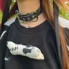 Punk couro osso estrela pentagrama gargantilha colar para mulheres harajuku legal tendência estética y2k jóias hip hop rock acessórios 240131