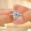 NKHOG 1CT 2CT 3CT Oval Ring Women 925 Sterling Silver D Color VVS Pass Diamond Test Wedding Band No Fade Rings Gra 240124