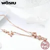 Hängen Wostu Real 925 Sterling Silver Gold Color Key of Heart Pendant Necklace for Women Wife Lover Jewel Gift CQN292