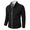 Manteau de sport décontracté pour hommes, maillot d'automne et d'hiver, couleur unie, col montant, polaire chaude, Cardigan à fermeture éclair, 240123