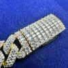 Urocza Brilling Pokryta Moissanite Sterling Sier Cuban Link Bransoletka