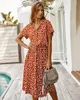 Partykleider Dots Print Weißes Kleid Frauen 2024 Sommer Kurzarm Tunika Vintage Midi Casual Urlaub Boho Strand Vestidos